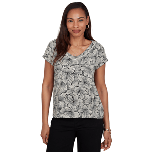 Womens Ruby Rd. Must Haves Short Sleeve Monotone Petals Blouse