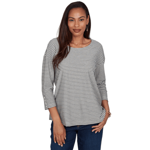 Womens Ruby Rd. Must Haves 3/4 Sleeve Stripe Tee