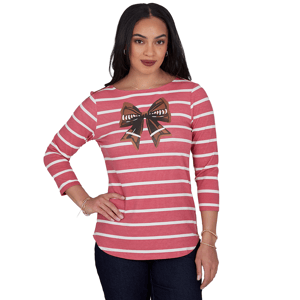 Petite Ruby Rd. Must Haves II Football Bow Stripe Tee
