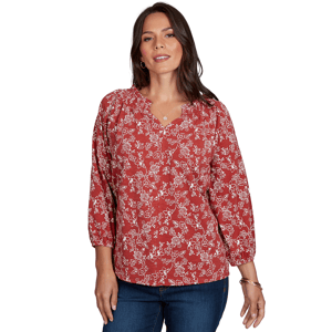 Womens Ruby Rd. Romance On The Ranch Ruffle Neck Floral Blouse