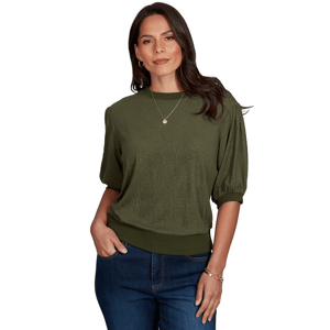 Womens Ruby Rd. Romance On The Ranch Textured Rosette Sweater