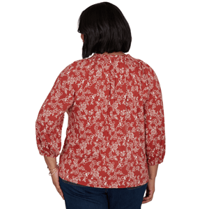 Plus Size Ruby Rd. Romance On The Ranch Ruffle Neck Floral Blouse alternate view
