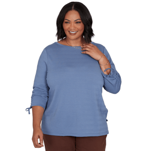 Plus Size Ruby Rd. Romance On The Ranch Ruch Sleeve Blouse