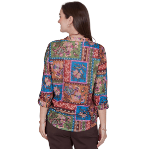 Petite Ruby Rd. Romance On The Ranch Pleated Floral Blouse alternate view