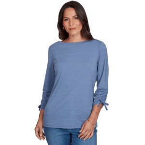 Petite Ruby Rd. Romance On The Ranch Ruch Sleeve Blouse
