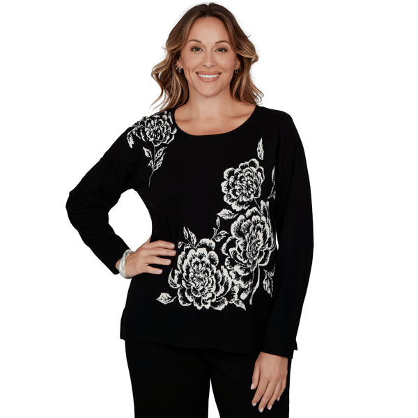 Plus Size Ruby Rd. Holiday Item Long Sleeve Floral Sweater