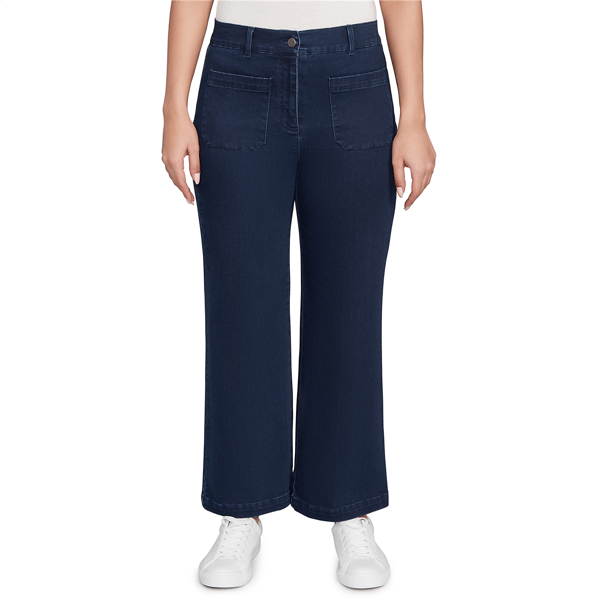 Womens Ruby Rd. Key Items Terry Denim Wide Leg Jeans