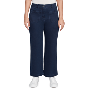 Womens Ruby Rd. Key Items Terry Denim Wide Leg Jeans