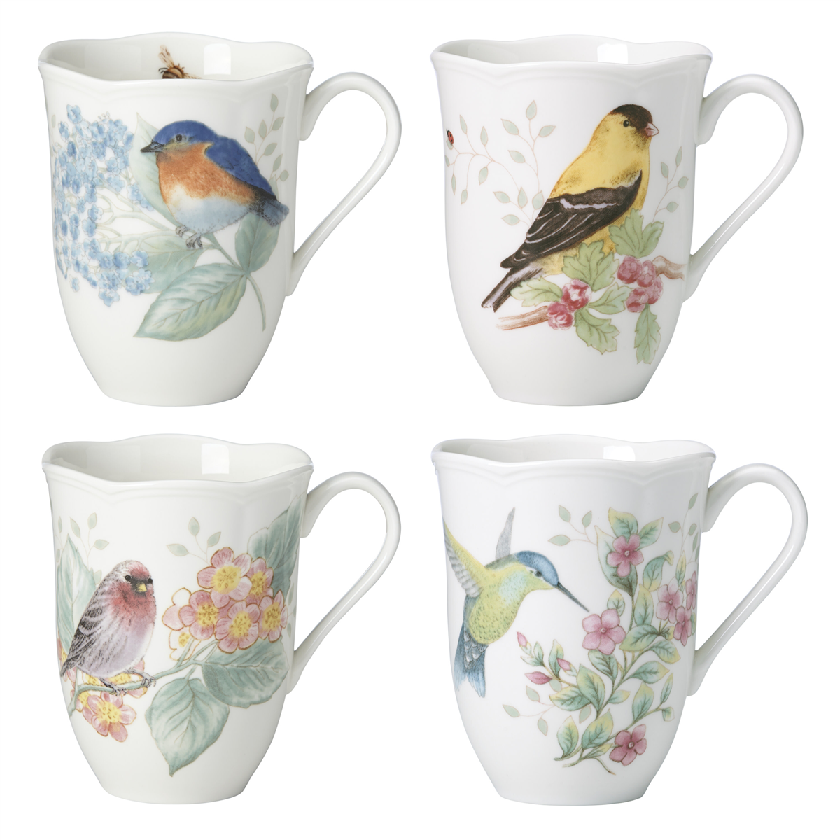 Lenox Butterfly Meadow Assorted Bird Flutter Mugs, Set of 4 - Multi