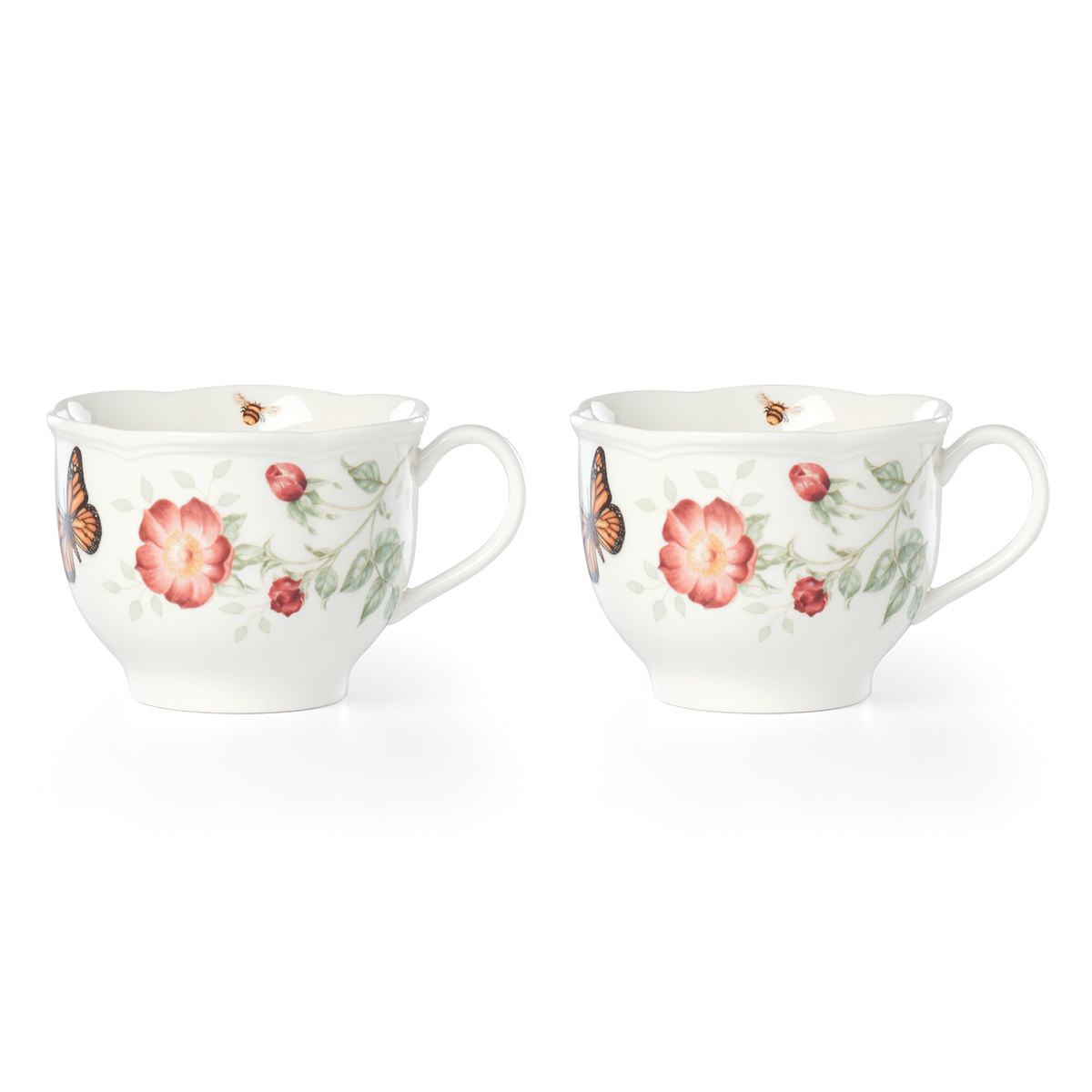 Lenox Butterfly Meadow Latte Mugs, Set of 2 - Multi and White