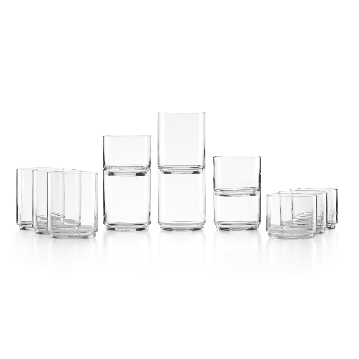 Tuscany Classics Stackable Tall and Short Glasses Set, 12 Piece - Clear