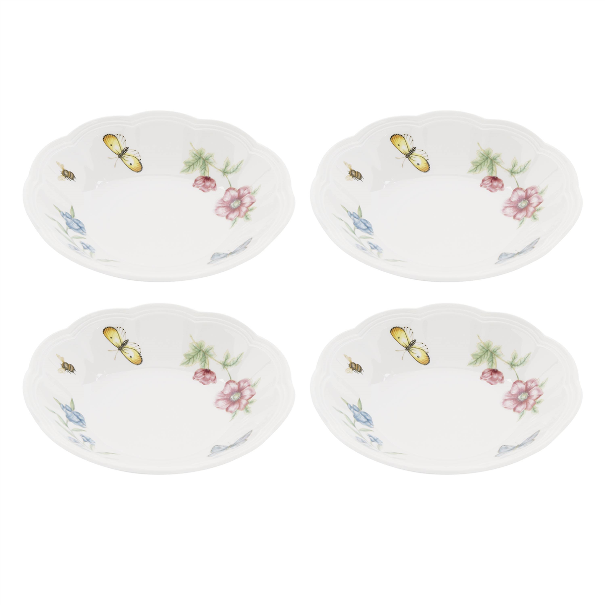 Lenox Butterfly Meadow Fruit Bowls, Set of 4 - Multi And White