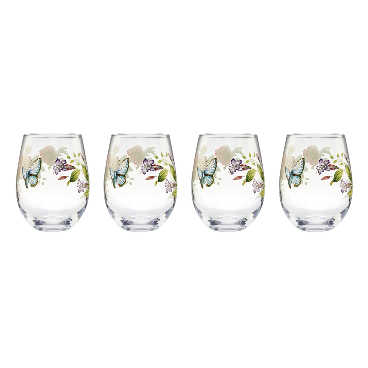 Lenox Butterfly Meadow Stemless Wine Glasses, Set of 4 - Multi