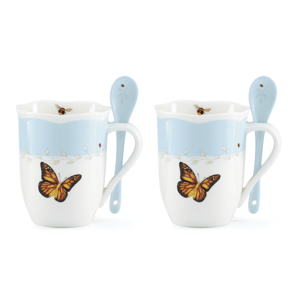 Lenox(R) Butterfly Meadow(R) Blue Mugs with Spoons