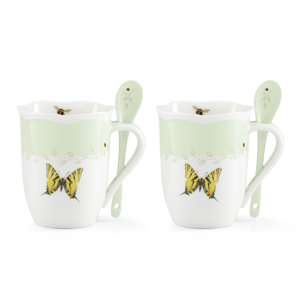 Lenox(R) Butterfly Meadow(R) Green Mugs with Spoons