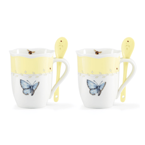 Lenox(R) Butterfly Meadow(R) Yellow Mugs with Spoons