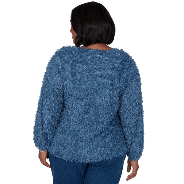 Plus Size Skyes the Limit Icy Blue Sparkle Feather Sweater alternate view