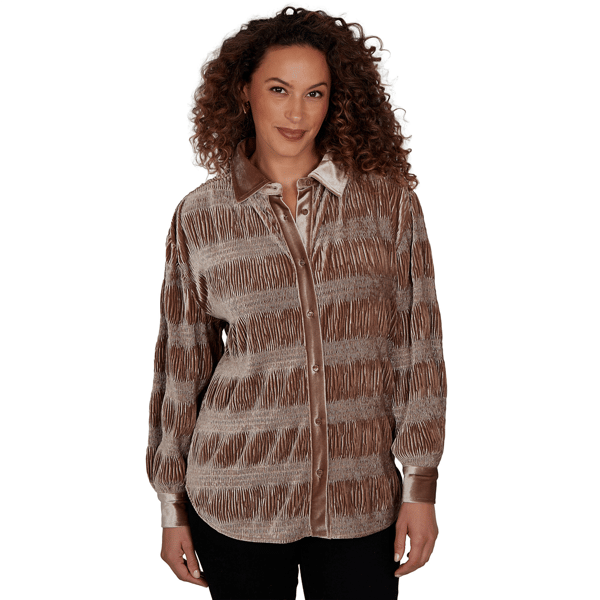 Womens Skyes the Limit Champagne Holiday Velvet Blouse