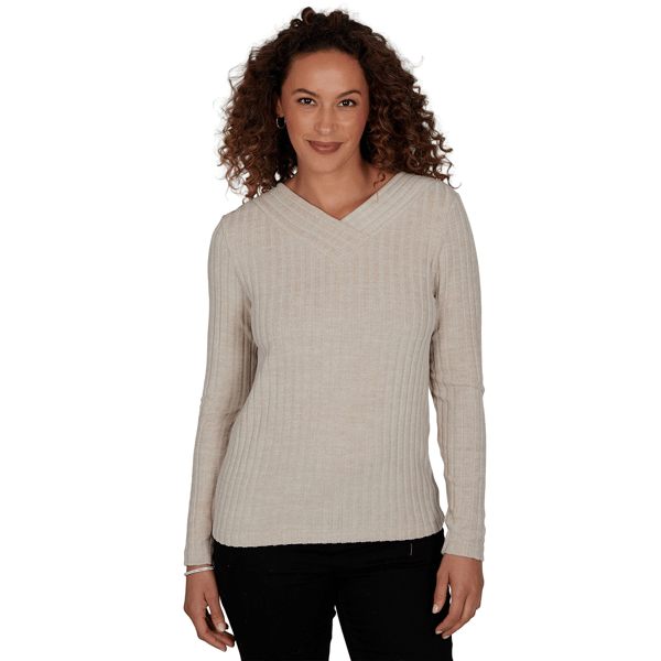 Womens Skyes the Limit Champagne Holiday Rib Knit Sweater