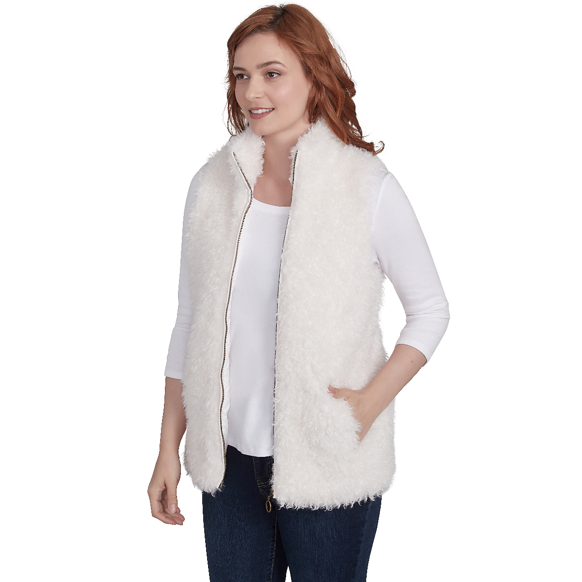 Plus Size Skye's The Limit Entertaining Solid Faux Fur Vest