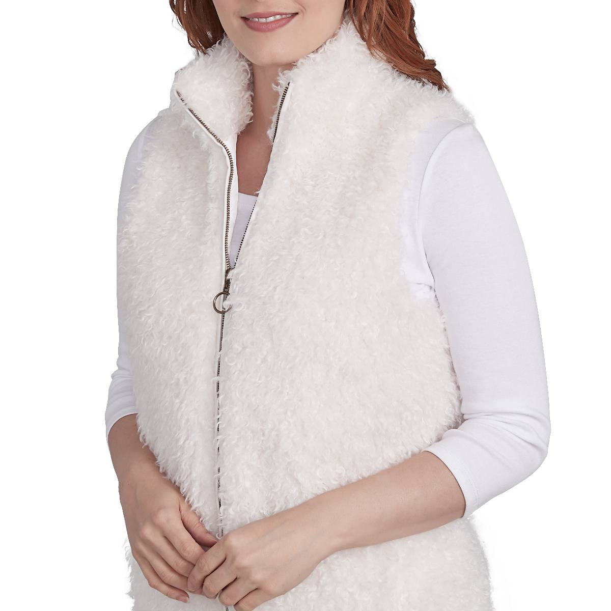 Womens Skye's The Limit Entertaining Solid Faux Fur Vest