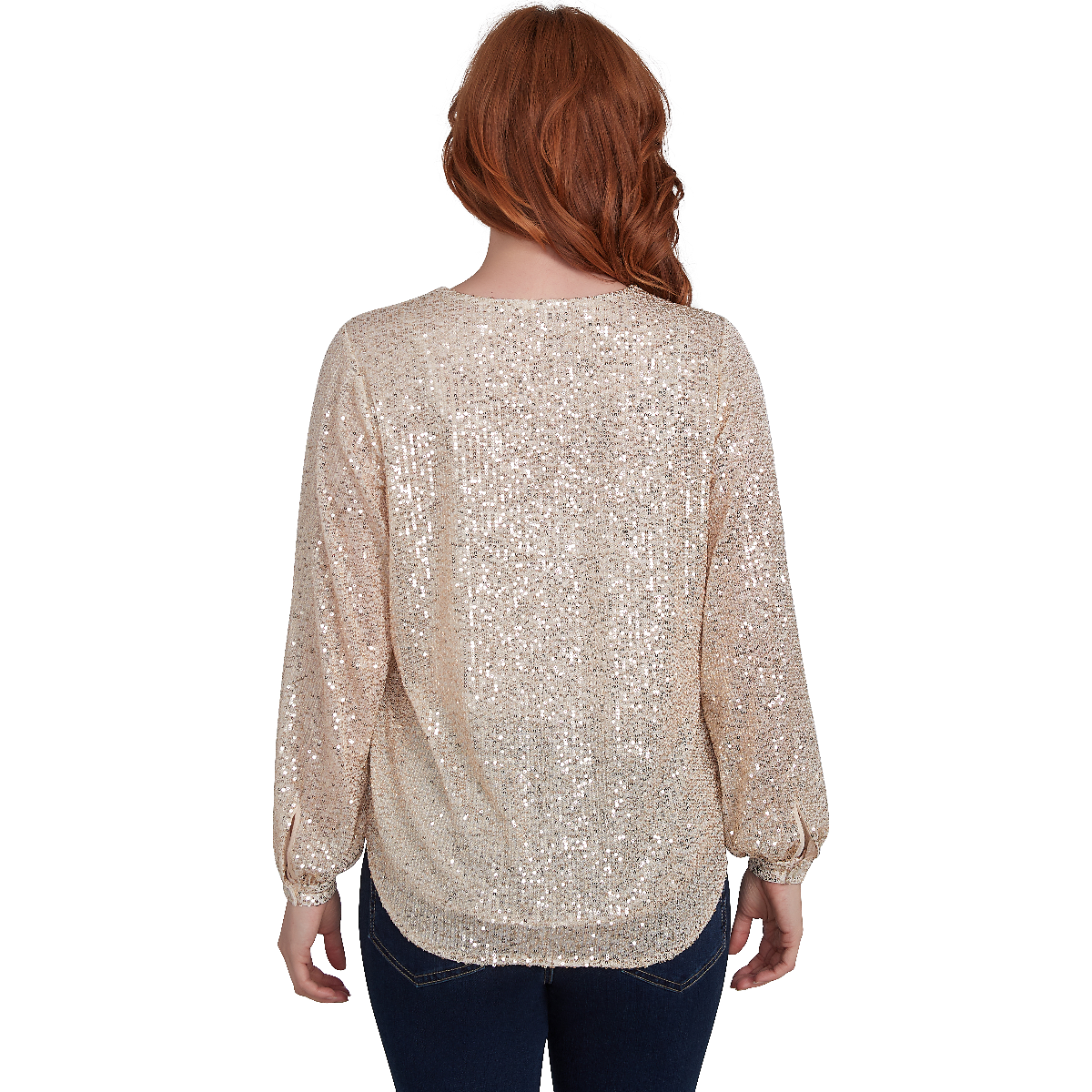 Plus Size Skye's The Limit Entertaining Sequin Long Sleeve Blouse