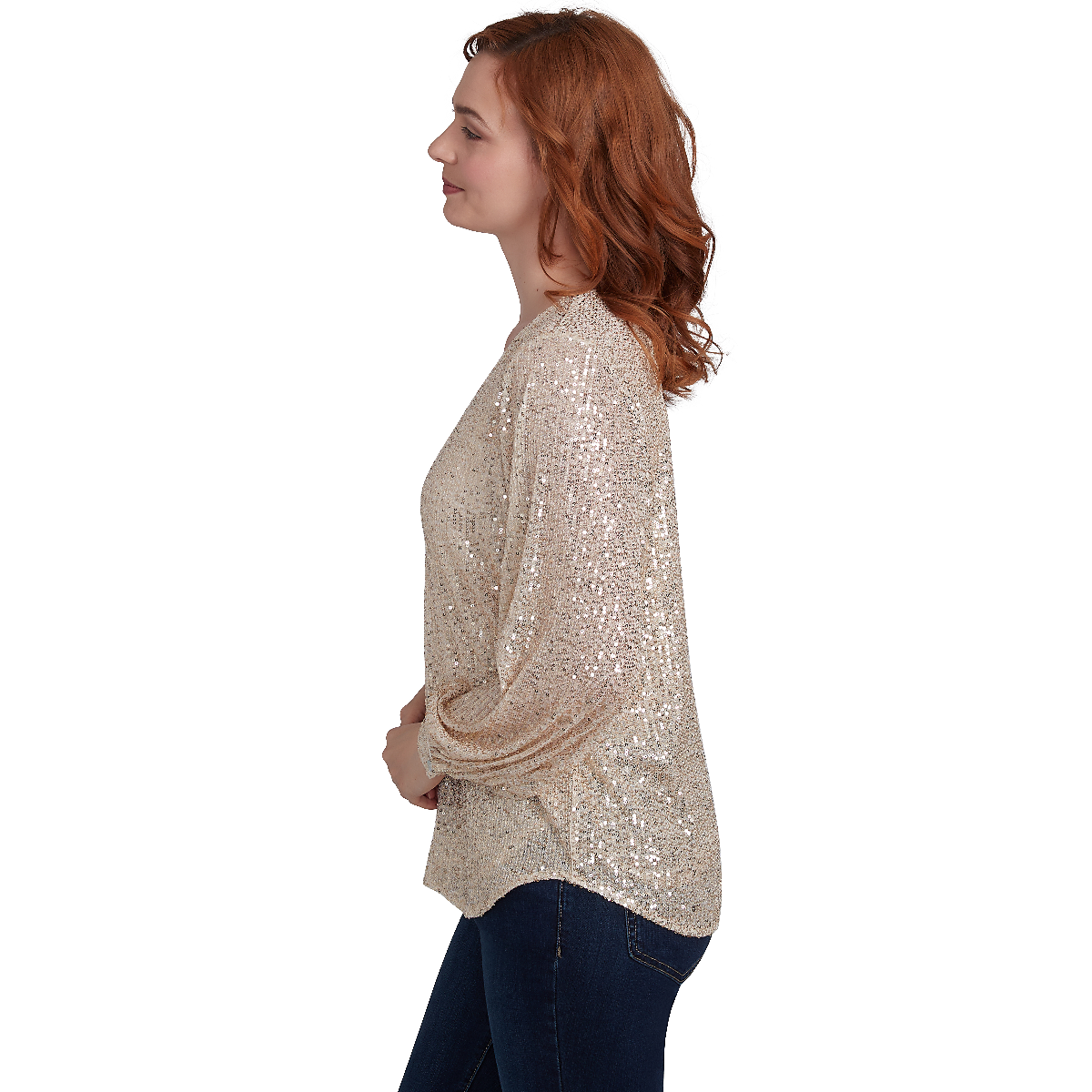 Plus Size Skye's The Limit Entertaining Sequin Long Sleeve Blouse