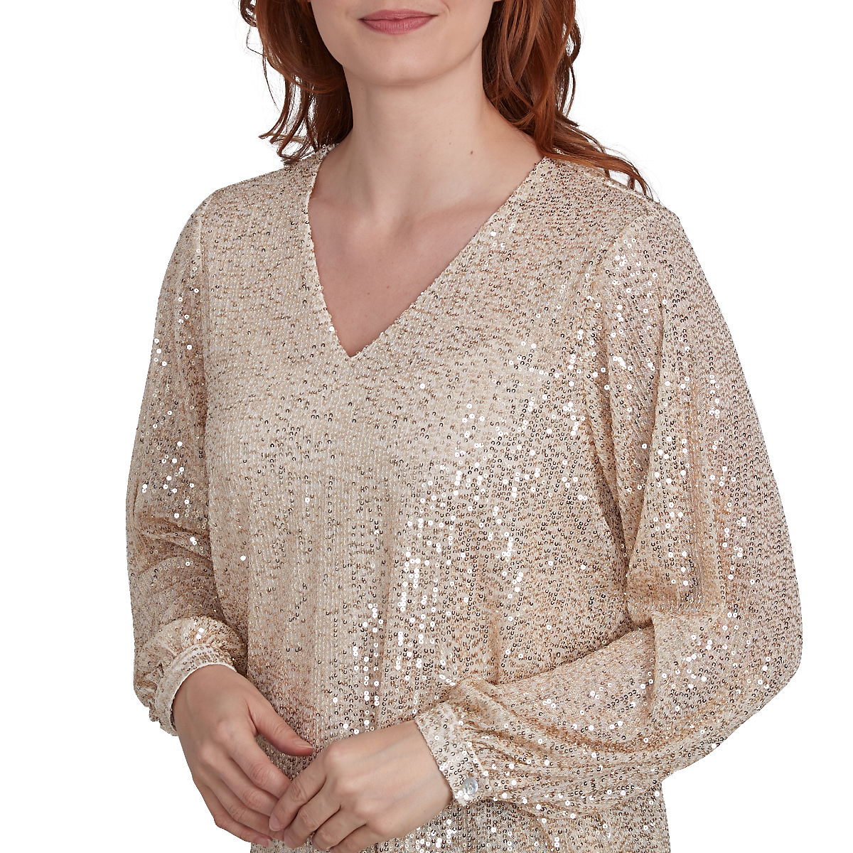 Womens Skye's The Limit Entertaining Sequin Long Sleeve Blouse