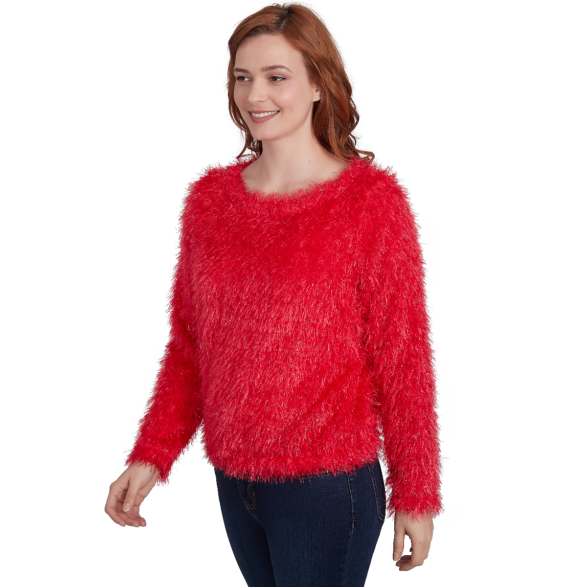 Women's Skye's The Limit Entertaining Solid Lurex Eyelash Sweater