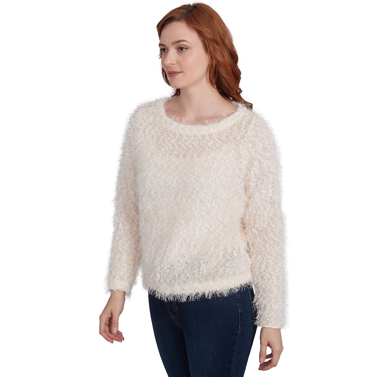 Petite Skye's The Limit Entertaining Solid Lurex Eyelash Sweater