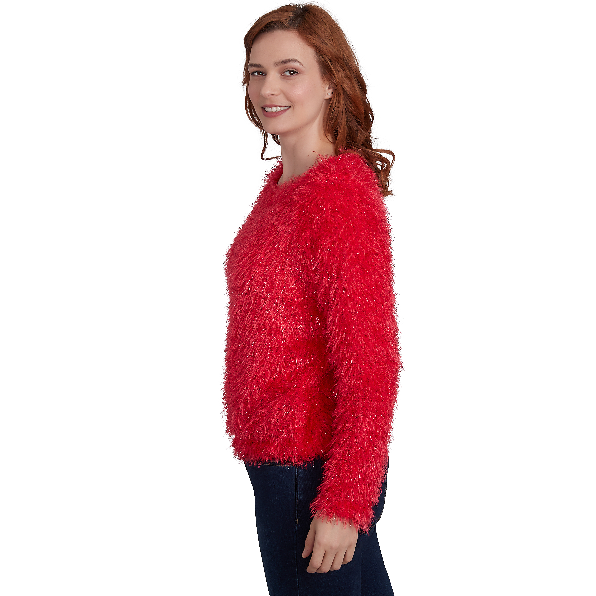 Women's Skye's The Limit Entertaining Solid Lurex Eyelash Sweater