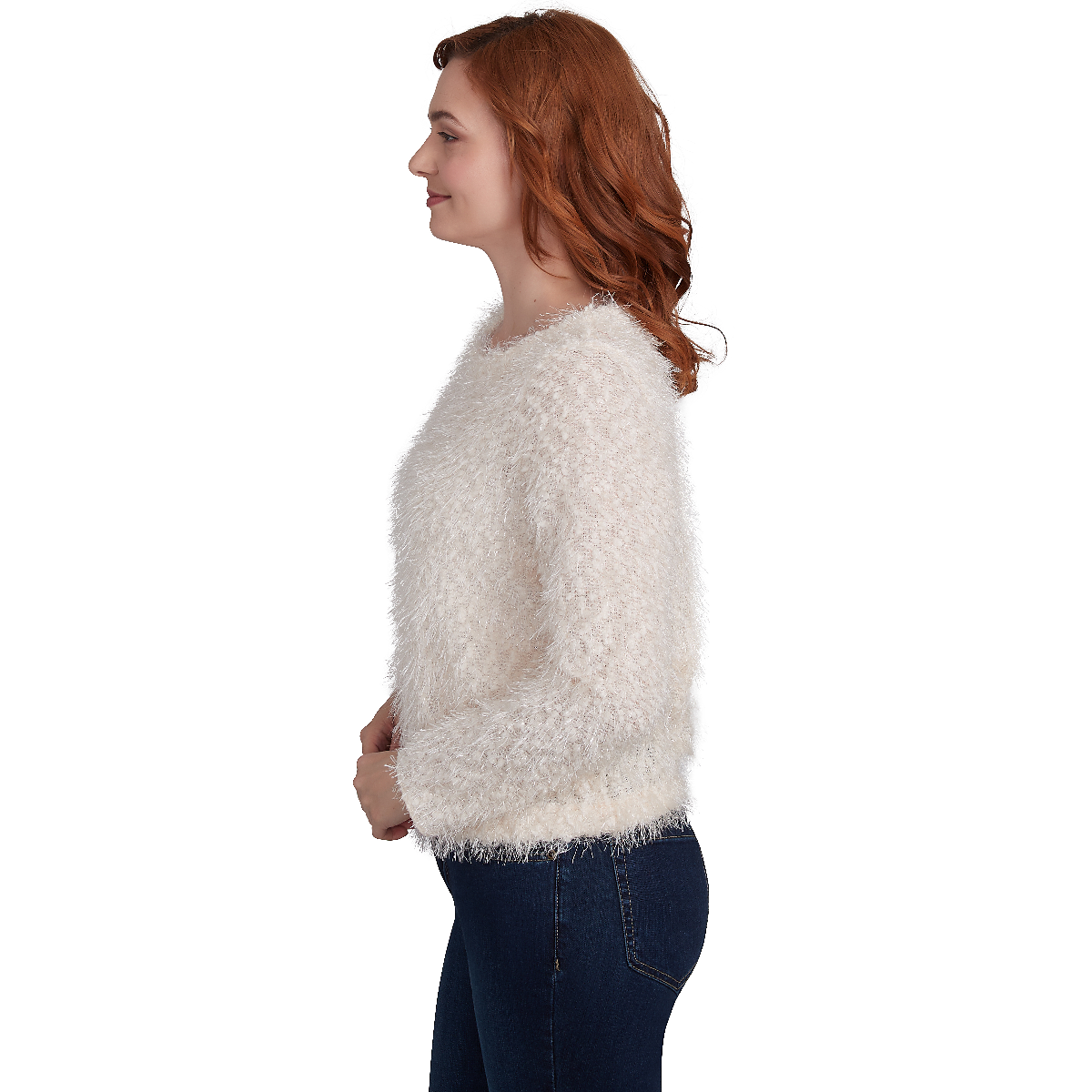 Petite Skye's The Limit Entertaining Solid Lurex Eyelash Sweater