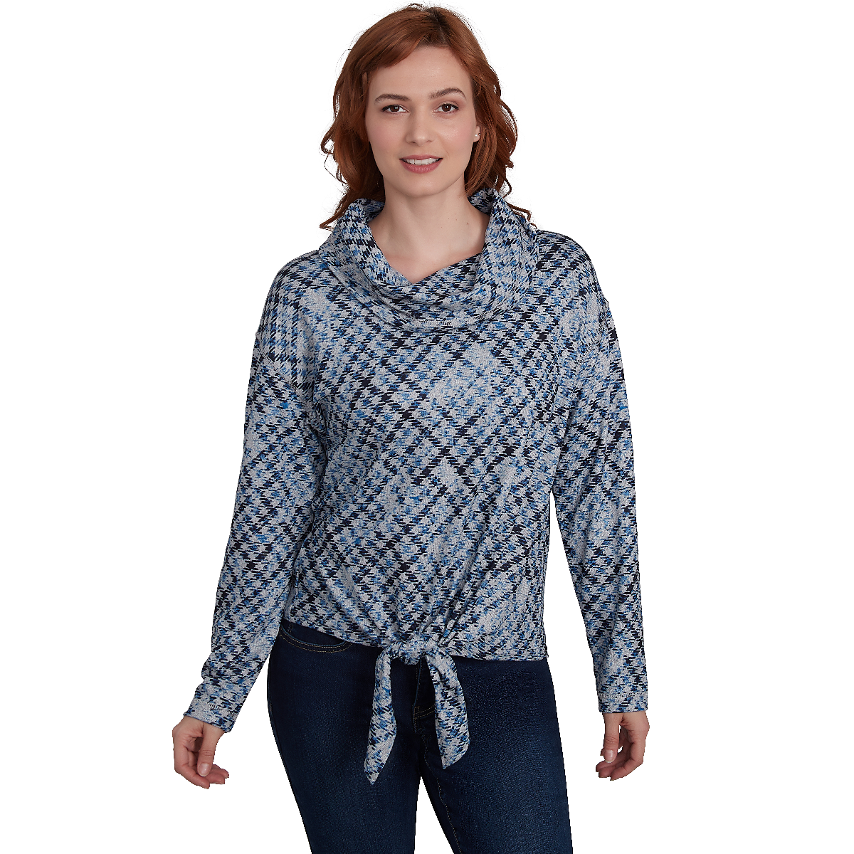 Womens Skye's The Limit Home For The Holidays Houndstooth Blouse