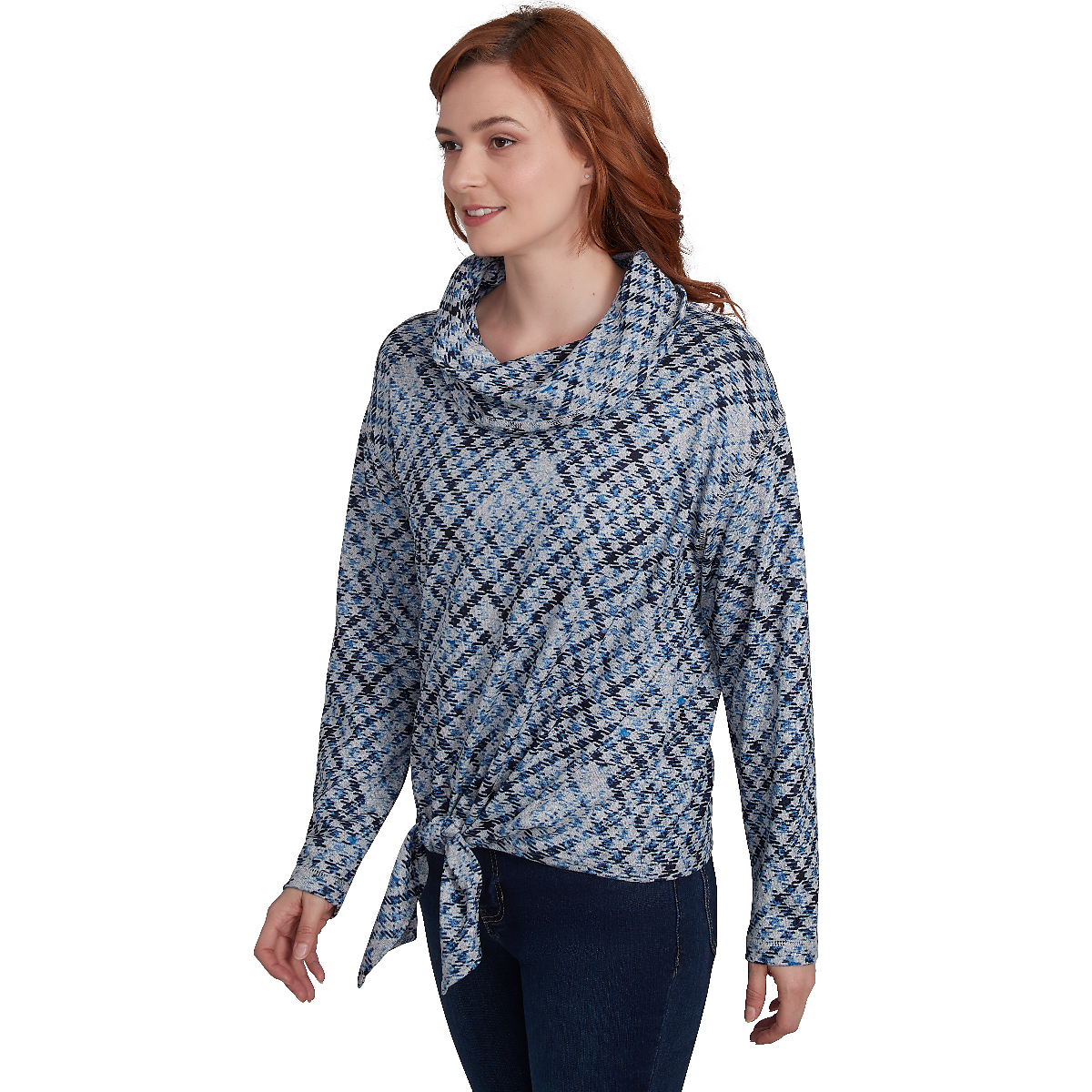 Womens Skye's The Limit Home For The Holidays Houndstooth Blouse