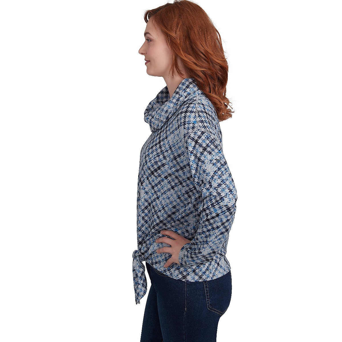 Womens Skye's The Limit Home For The Holidays Houndstooth Blouse