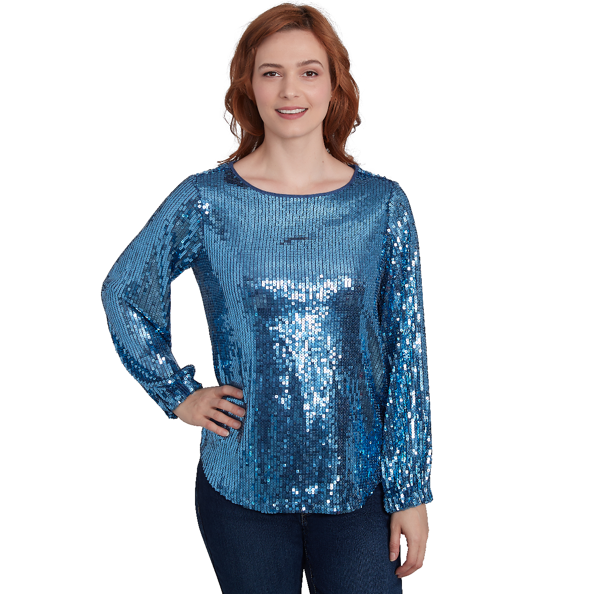 Plus Size Skye's The Limit Home For The Holidays Sequined Blouse