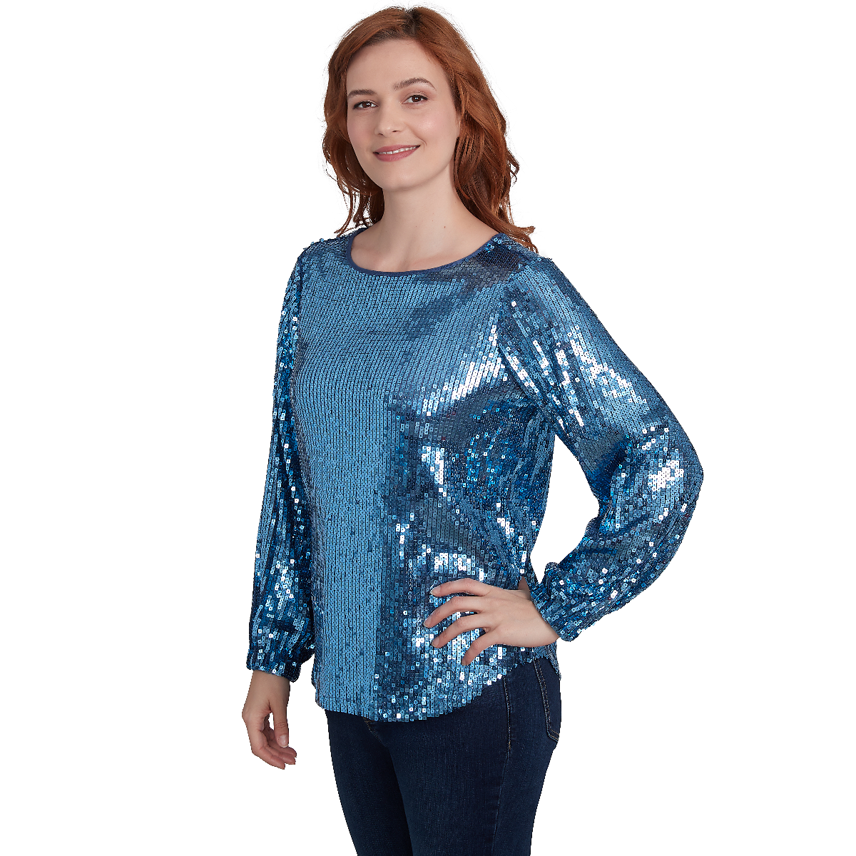 Plus Size Skye's The Limit Home For The Holidays Sequined Blouse