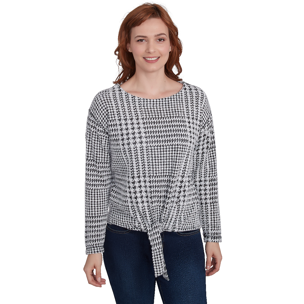 Plus Skye's The Limit Home For The Holidays Houndstooth Blouse