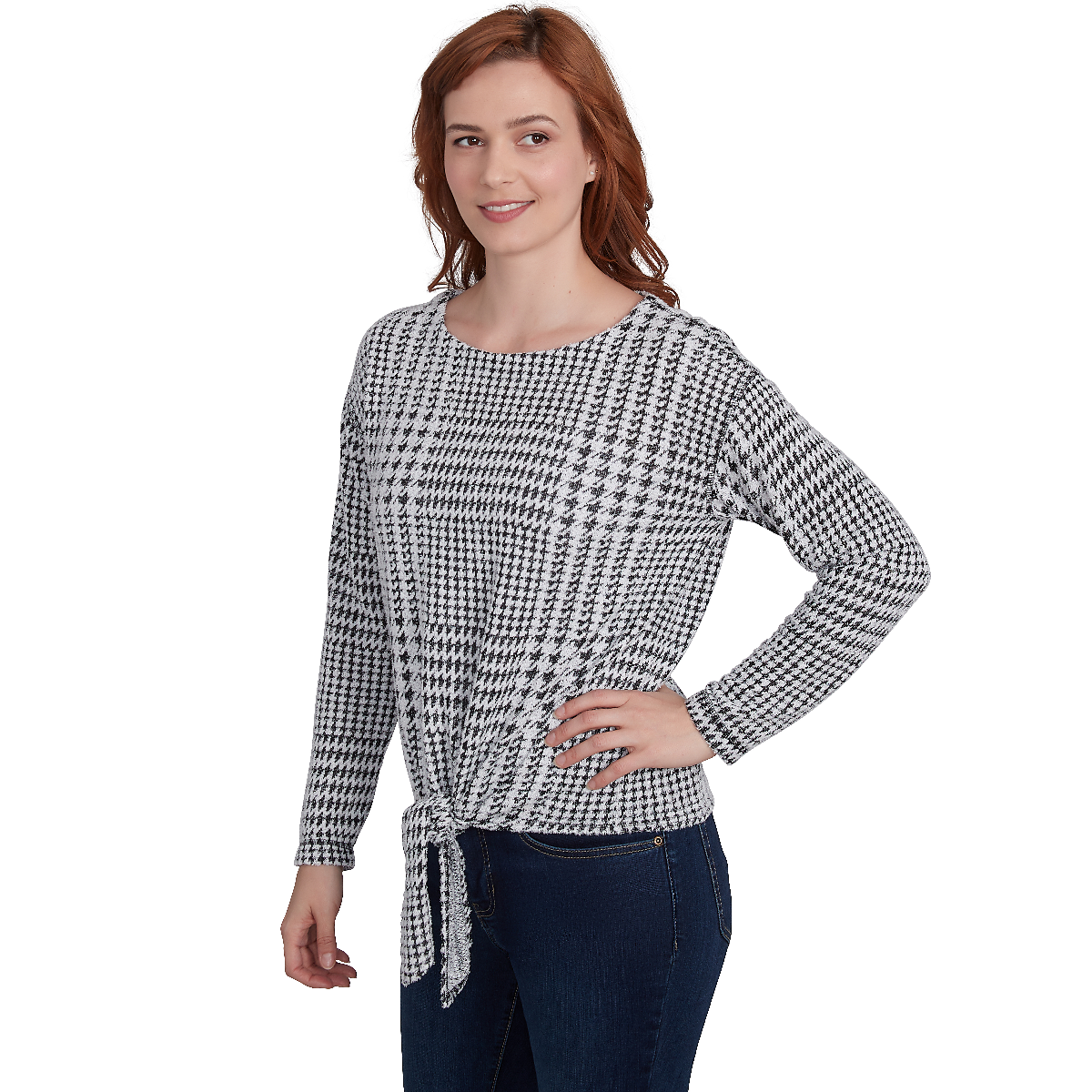 Plus Skye's The Limit Home For The Holidays Houndstooth Blouse