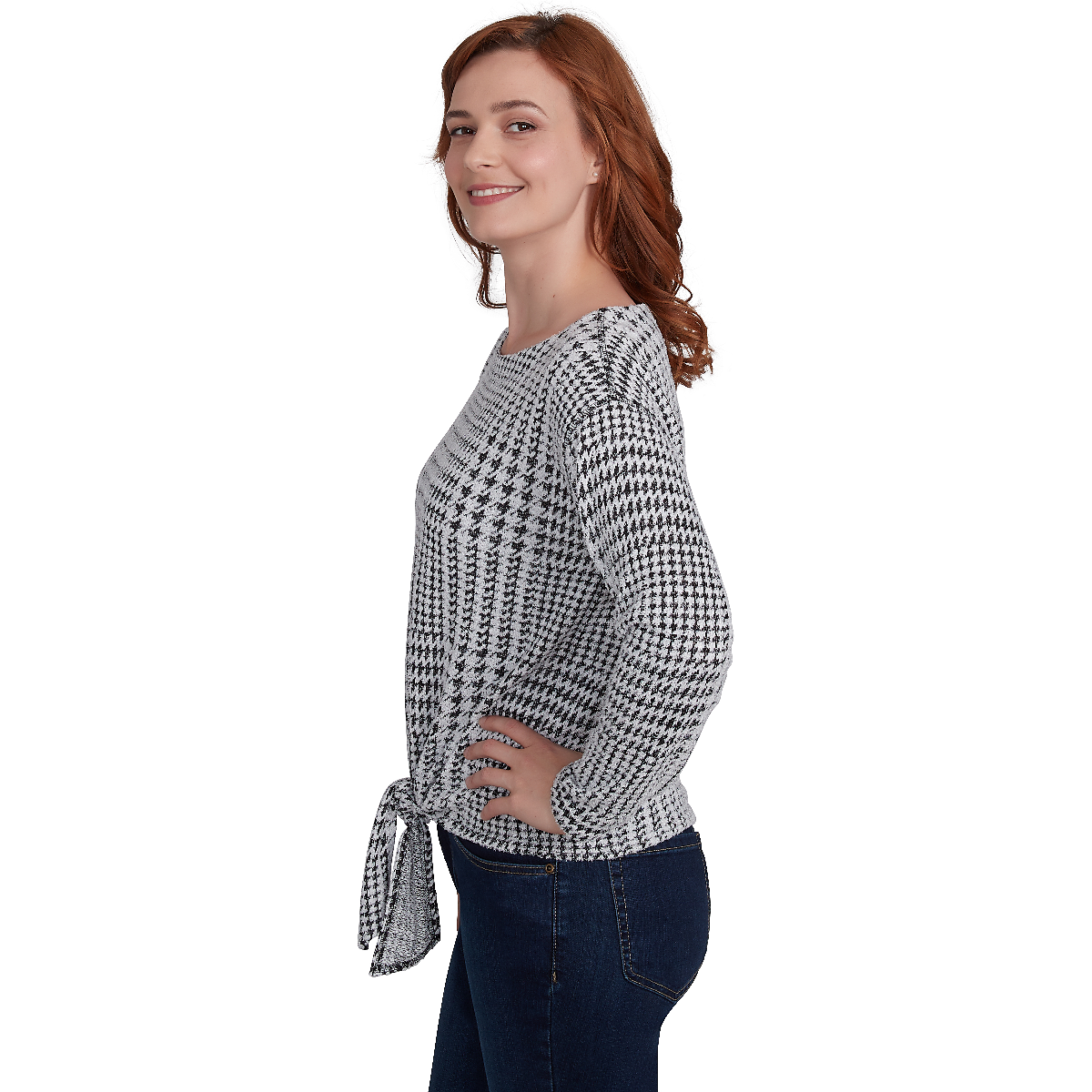 Plus Skye's The Limit Home For The Holidays Houndstooth Blouse