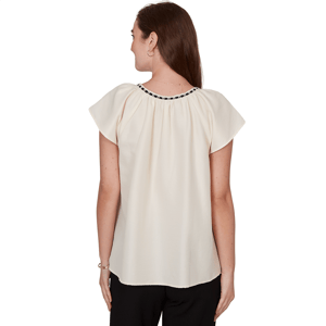 Plus Size Skyes the Limit Terra Tropic Solid Pleated Blouse alternate view