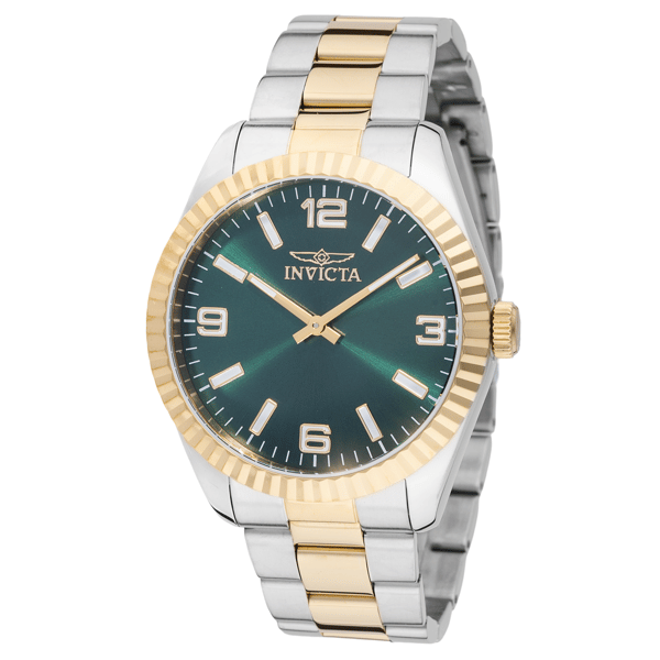 Mens Invicta Specialty Steel Gold Green Dial Quartz Watch - 49677
