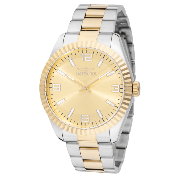 Mens Invicta Specialty Steel Gold Gold Dial Quartz Watch - 49679