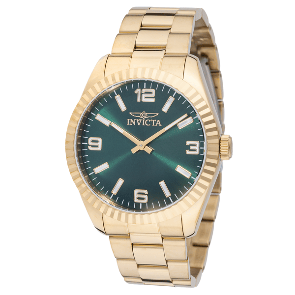 Mens Invicta Specialty Steel Gold Green Dial Quartz Watch - 49681