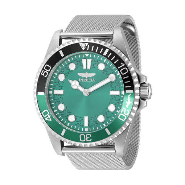 Mens Invicta Pro Diver 43mm Steel Green Dial Quartz Watch - 49687