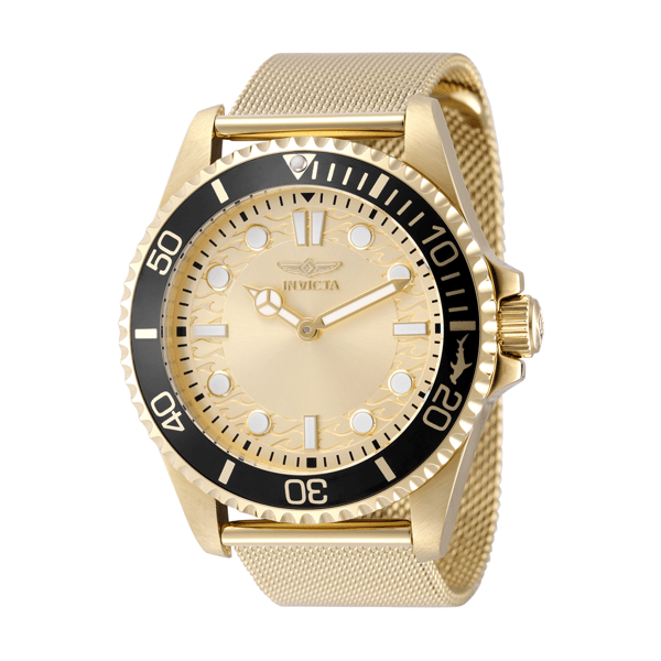 Mens Invicta Pro Diver Gold Dial Quartz Watch - 49690