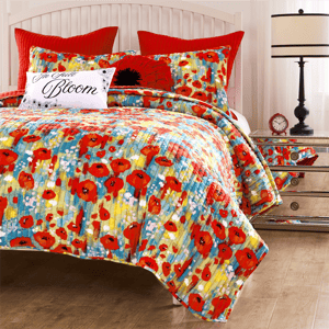 Greenland Home Fashions(tm) Poppies Modern Boho Reversible Quilt Set