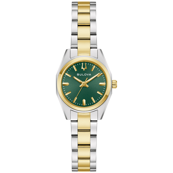 Womens Bulova Marine Star Green Dial Bracelet Watch - 98L329