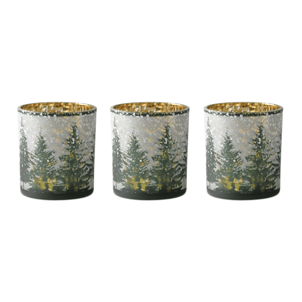 Melrose Frosted Pine Mercury Glass Candle Holder - Set of 3