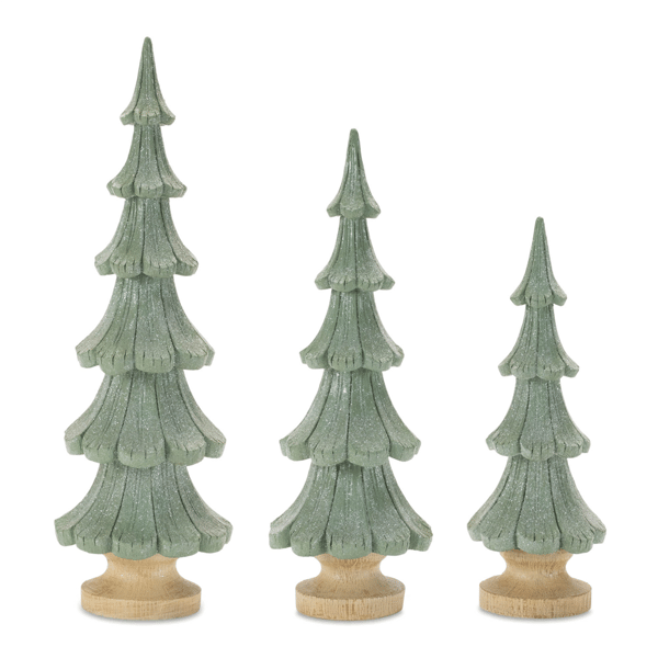 Melrose Glittered Pine Tree - Set of 3